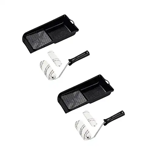 Farbroller Set von Bekateq: 2 Lackrollen, Ersatzrolle und Farbwanne