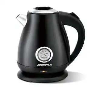 Aigostar Adrian Retro Edelstahl Wasserkocher mit Temperaturanzeige 1,7L