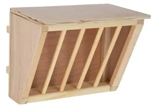 Heuraufe Kerbl aus Holz mit Sitzbrett für Stall und Auslauf
