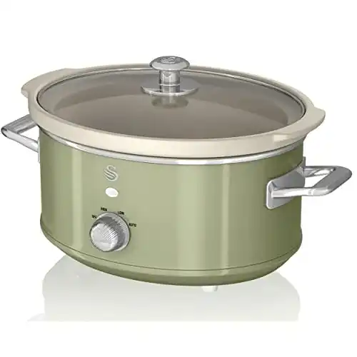 Swan Retro SF17021GNEU Slow Cooker 3,5L mit Keramischem Behälter