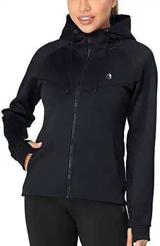 Laufjacke für Damen von Icyzone mit vollem Reißverschluss und Kapuze