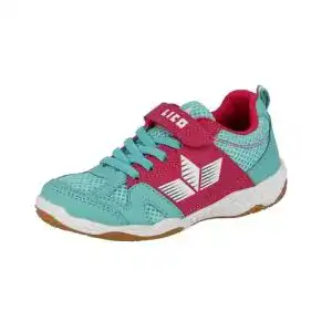 Hallenfußballschuhe für Kinder von Lico in Türkis Pink Weiß