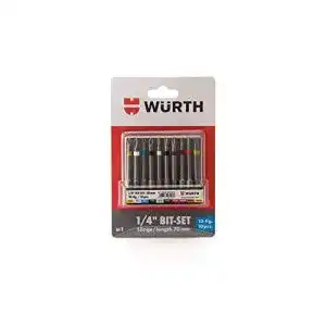 Würth Bit-Sortiment 1/4 Zoll mit Gürtelclip, 10-teiliges Set