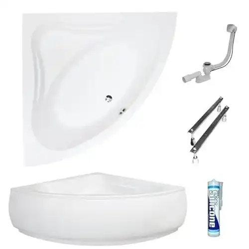 Eckbadewanne Ecolam Mia 140×140 cm mit Schürze und Sitzfunktion
