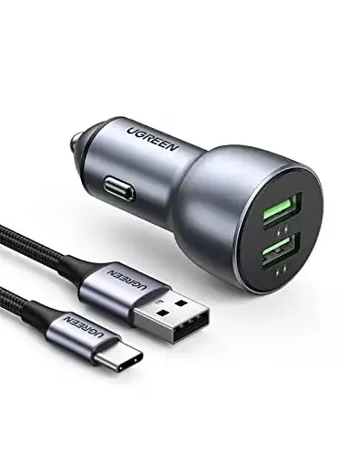 Kfz-Ladegerät Ugreen Zigarettenanzünder mit USB QC 3.0 und 1m Kabel
