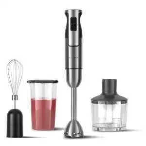 KraftMix 800 Stabmixer Set 800 Watt, 4 in 1 Pürierstab aus Edelstahl
