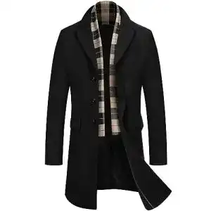Herren Wintermantel COOFANDY Wollmantel mit abnehmbarem Schal
