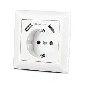 USB-Steckdose Sasudose mit Unterputzanschluss und zwei USB-Ports