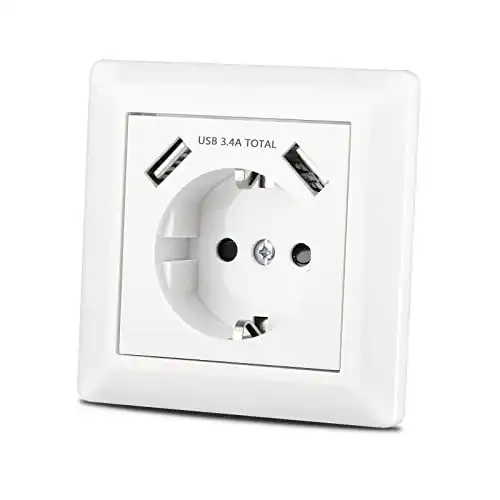 USB-Steckdose Sasudose mit Unterputzanschluss und zwei USB-Ports