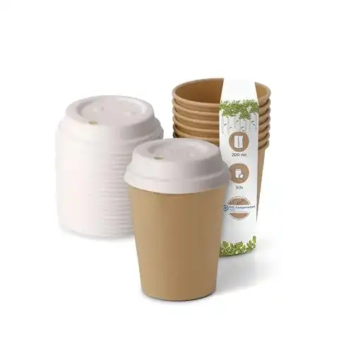 Kompostierbare Coffee-To-Go-Becher aus Pappe BIOZOYG, 50 Stück