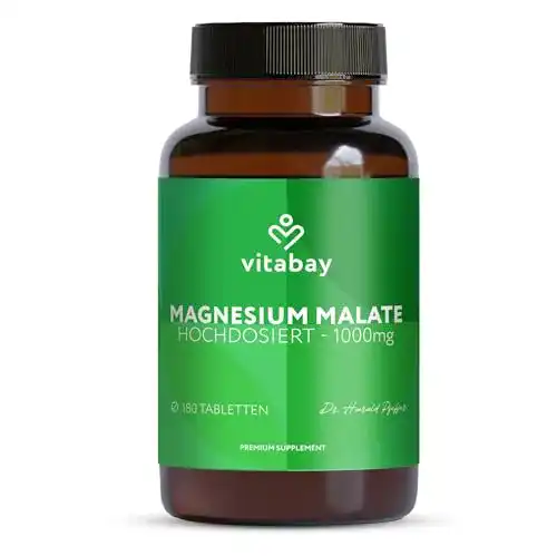 Magnesium Malat Tabletten von Vitabay hochdosiert und vegan