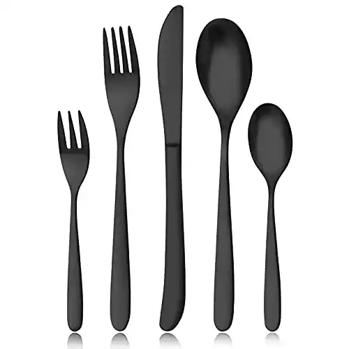 Schwarzes Besteckset für 6 Personen von Bettlife in Matt Schwarz