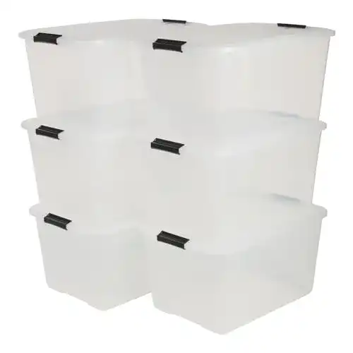 Aufbewahrungsbox Iris Ohyama, 6er-Set, 45 L, mit Clips