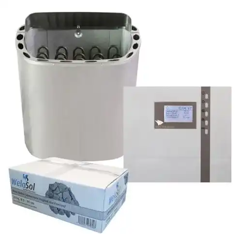 Saunaofen 9 kW Well Solutions Edelstahl Next mit Saunasteuerung Econ 4