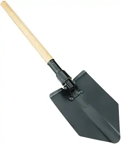Klappspaten Mannesmann M01100 mit Holzstiel und Zusammenklappfunktion