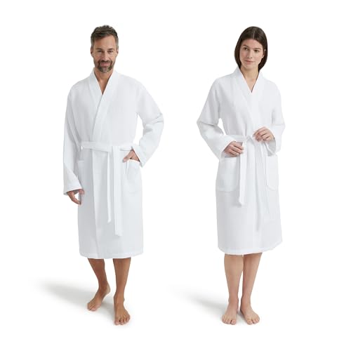Bademantel Unisex Möve Homewear Kimono Waffelpiquée Größe M aus Baumwolle