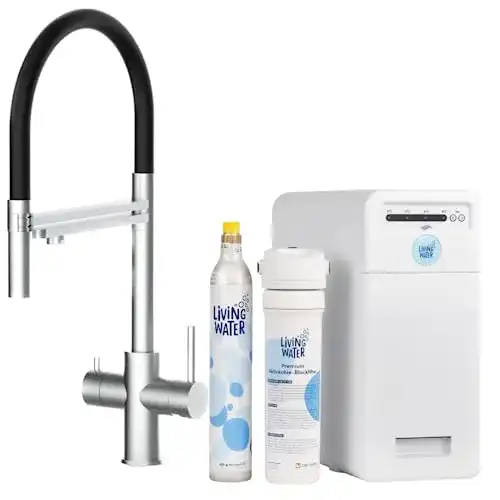 Sprudel-Wasserhahn Living Water mit Kohlensäure und Untertisch-System