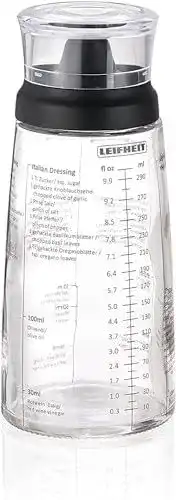 Dressing-Shaker von Leifheit, Glasflasche mit Rezepten für Salatdressings