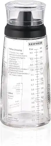 Dressing-Shaker von Leifheit, Glasflasche mit Rezepten für Salatdressings