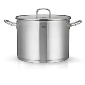 KHG Kochtopf 26 cm, 9 Liter Induktion aus Edelstahl mit Glasdeckel