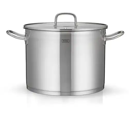 KHG Kochtopf 26 cm, 9 Liter Induktion aus Edelstahl mit Glasdeckel