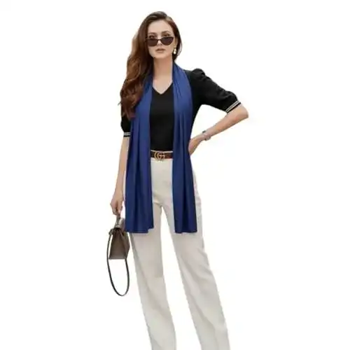 Seidenschal La Ferani Damen 100% Seide Halstuch 180x90cm Dunkel Blau