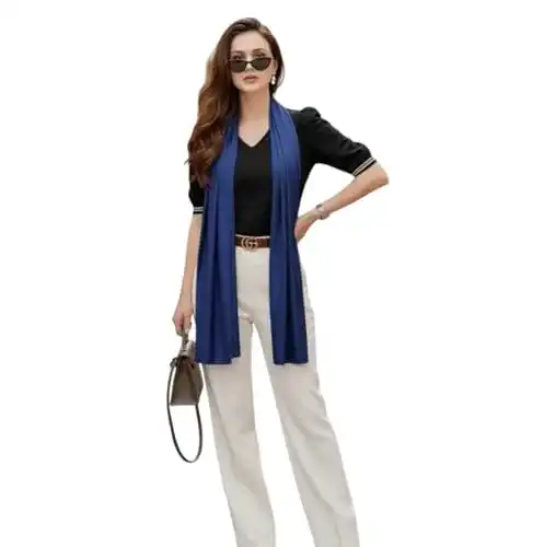 Seidenschal La Ferani Damen 100% Seide Halstuch 180x90cm Dunkel Blau