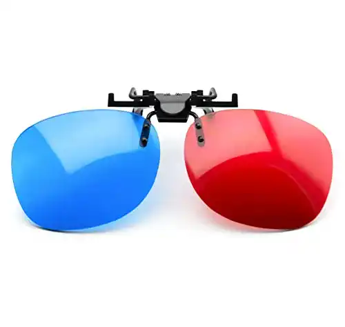 3D Brille Precorn Clip-On für Brillenträger in Rot und Blau