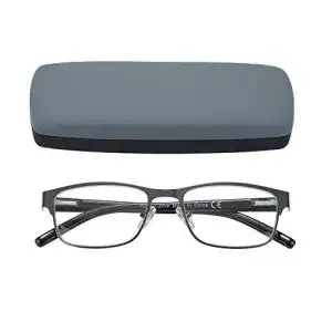 Herren Lesebrille Eyeguard Rechteckig aus Metall, Grau, 2.00