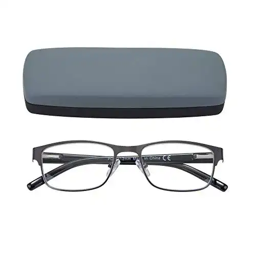 Herren Lesebrille Eyeguard Rechteckig aus Metall, Grau, 2.00