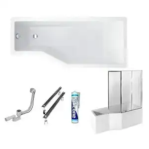 Duschbadewanne Ecolam Set mit Badewannenabtrennung