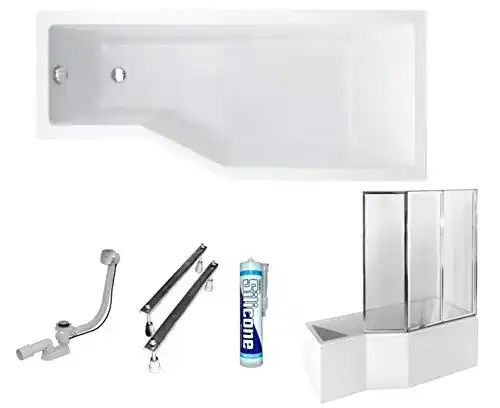 Duschbadewanne Ecolam Set mit Badewannenabtrennung