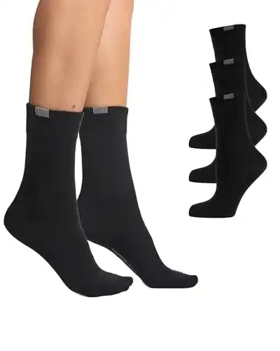 Damensocken im 3er Pack aus atmungsaktiver Baumwolle, schwarz, Größen 39-42