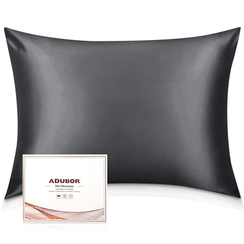 Seiden-Kopfkissenbezug Adubor 40×80 cm in Grau