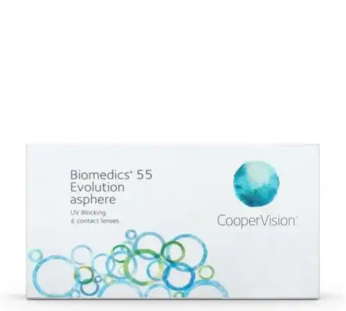 Biomedics 55 Evolution Monatslinsen, weiche Kontaktlinsen, 6 Stück