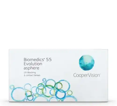 Biomedics 55 Evolution Monatslinsen, weiche Kontaktlinsen, 6 Stück