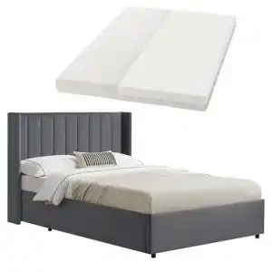 Boxspringbett 120×200 Juskys Polsterbett Savona mit Matratze und Stauraum