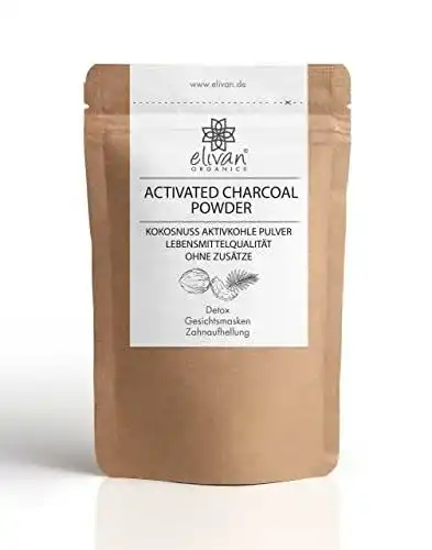 Aktivkohle Pulver von elivan organics für Zahnaufhellung und Detox