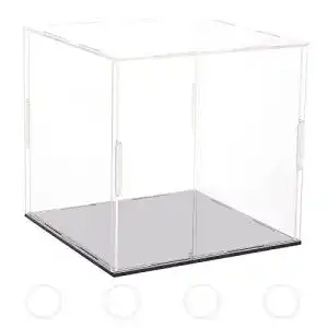 Schaukasten mit klarer Acrylplatte und schwarzem Sockel