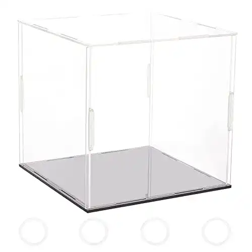 Schaukasten mit klarer Acrylplatte und schwarzem Sockel