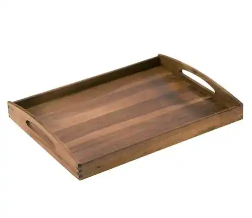 Serviertablett aus Holz von Zassenhaus mit Tragegriffen, 53x41x7 cm