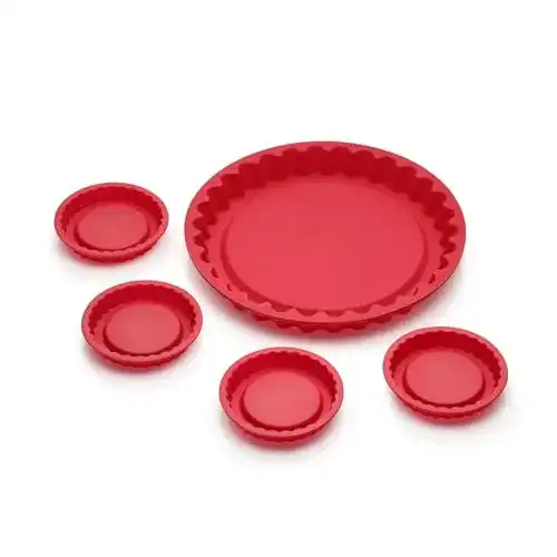 Kuchenform Coolinato Silikon Backform Tarteform 5er Set Rot