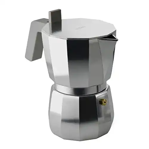 Alessi Espressokocher DC06/6 aus Aluminium in Silber und Schwarz