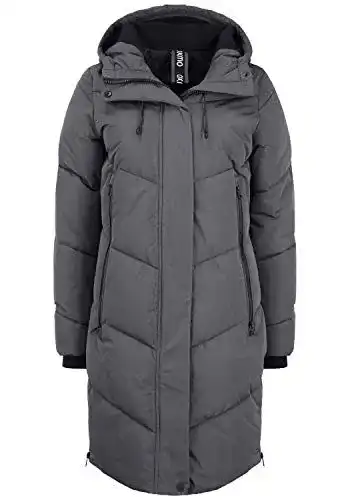 Oxmo OXJuna Damen Wintermantel Parka mit Kapuze und Gummizug