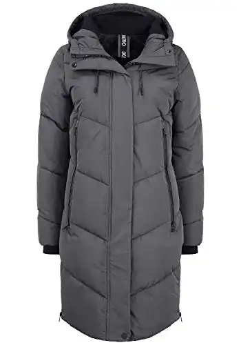 Oxmo OXJuna Damen Wintermantel Parka mit Kapuze und Gummizug