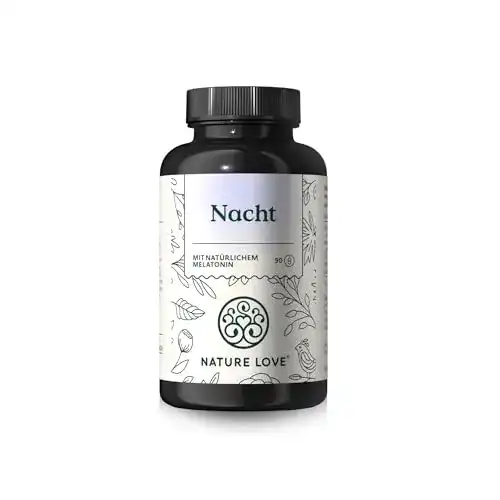 Melatonin Nature Love Nacht Kapseln – 90 Stück mit natürlichen Inhaltsstoffen