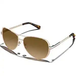 Carfia Damen Pilotenbrille mit UV Schutz und Ledertasche