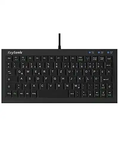 Mini-Tastatur KeySonic mit USB Kabel und SoftSkin Beschichtung