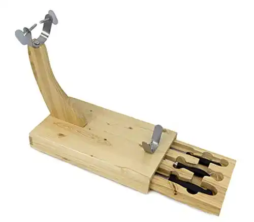 Schinkenhalter Fackelmann aus Holz mit Schubfach und Messern