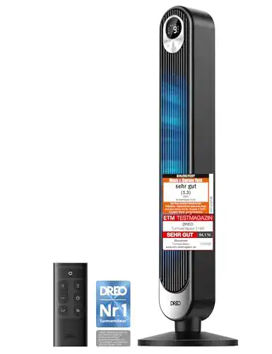 Leiser Dreo Turmventilator mit Fernbedienung und 7,3 m/s Windgeschwindigkeit